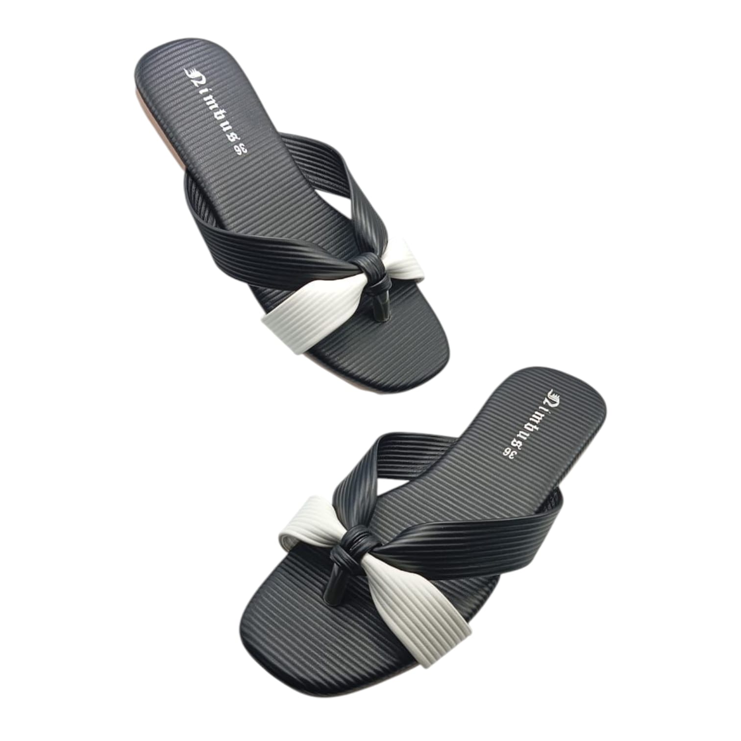 Pastel Stripe Textured Flip Flops Flats - Image 5