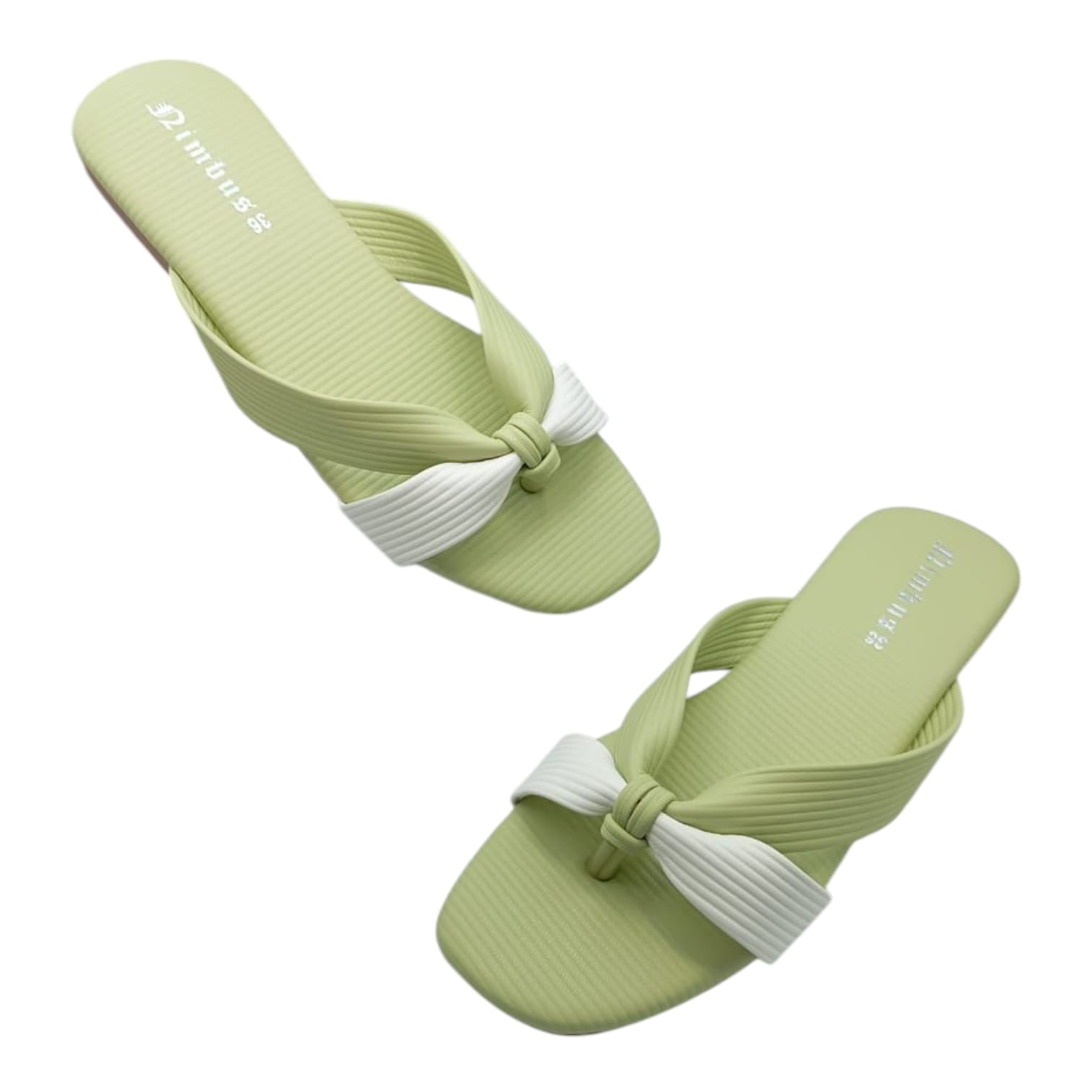Pastel Stripe Textured Flip Flops Flats - Image 4