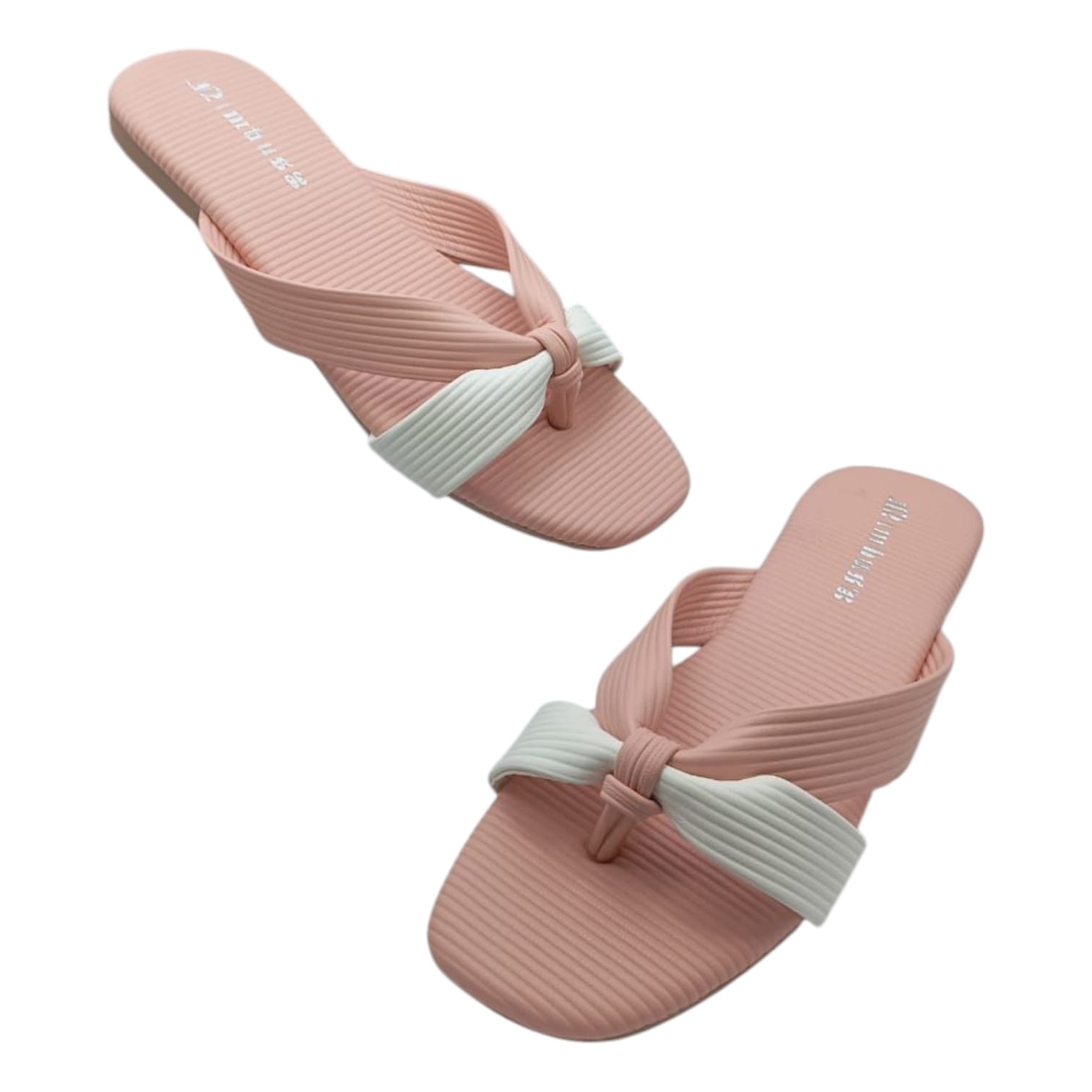 Pastel Stripe Textured Flip Flops Flats - Image 3