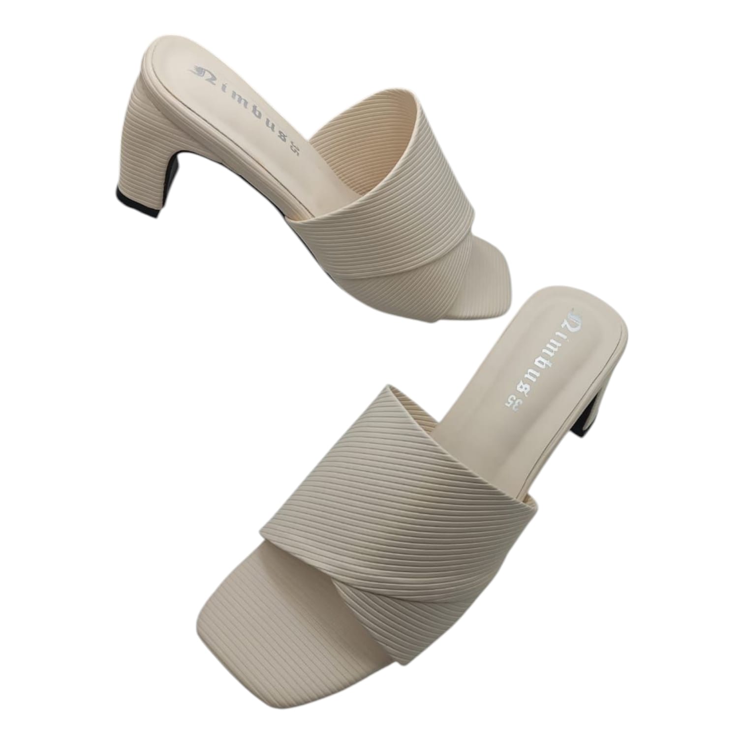 Lopsided Stripe Textured Block Heels - Image 4