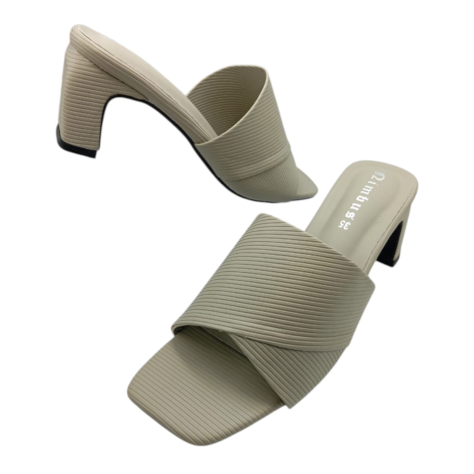 Lopsided Stripe Textured Block Heels - Image 3