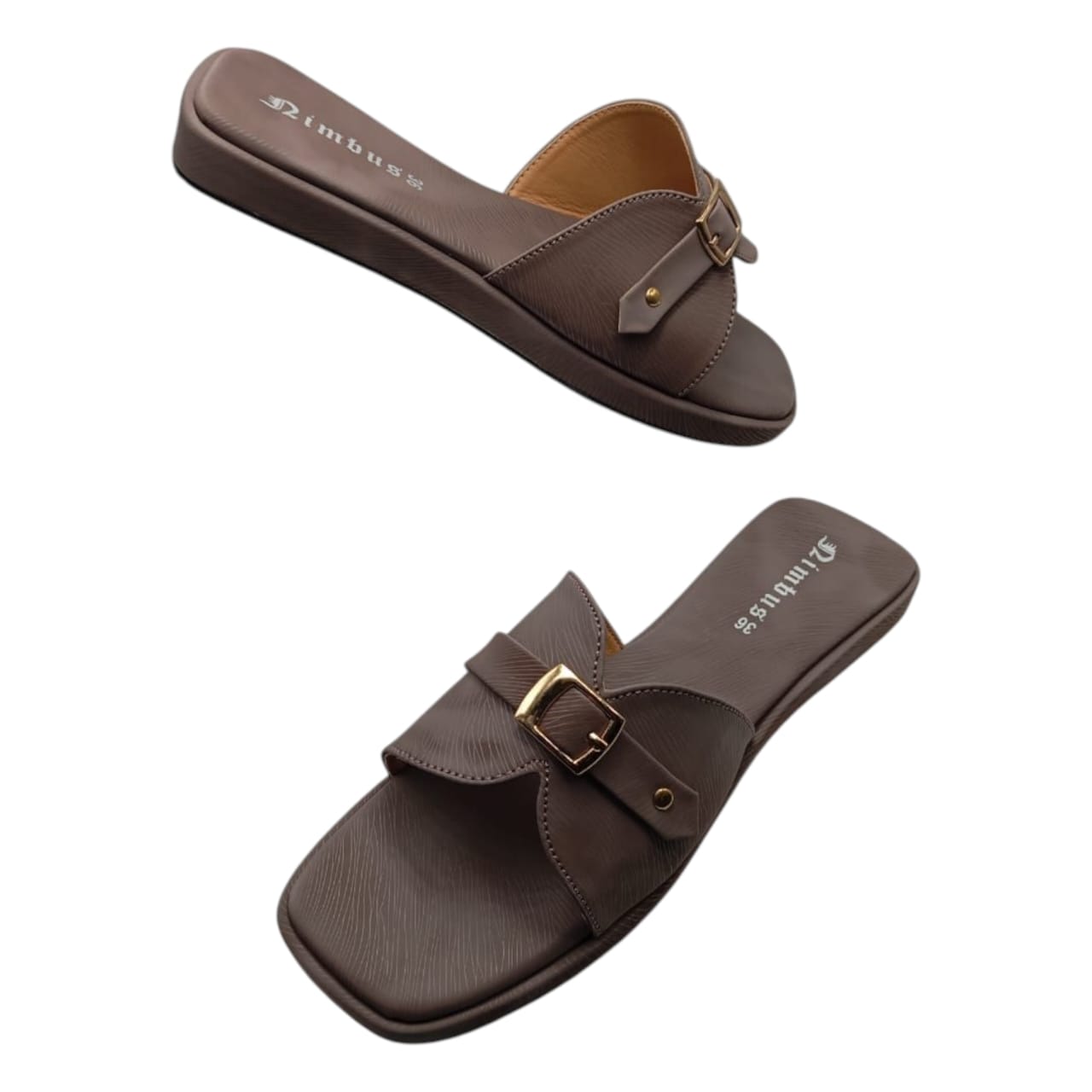 Pinstripe Buckle Flats - Image 3