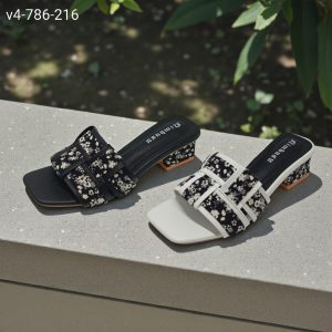 two stranded weave block heels