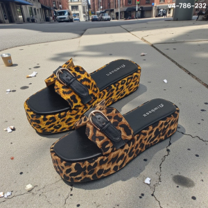 leopard slider flatforms