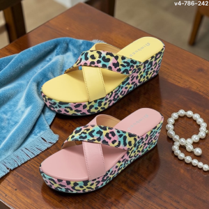 pastel leopard cross wedges