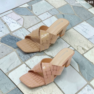 two strap sleek twist gilded heels