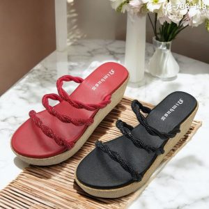 twisted strap platform wedge