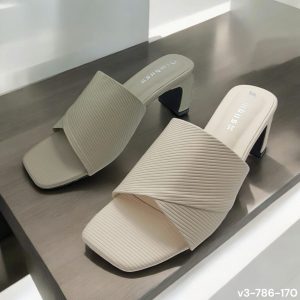 Lopsided Stripe Textured Block Heels