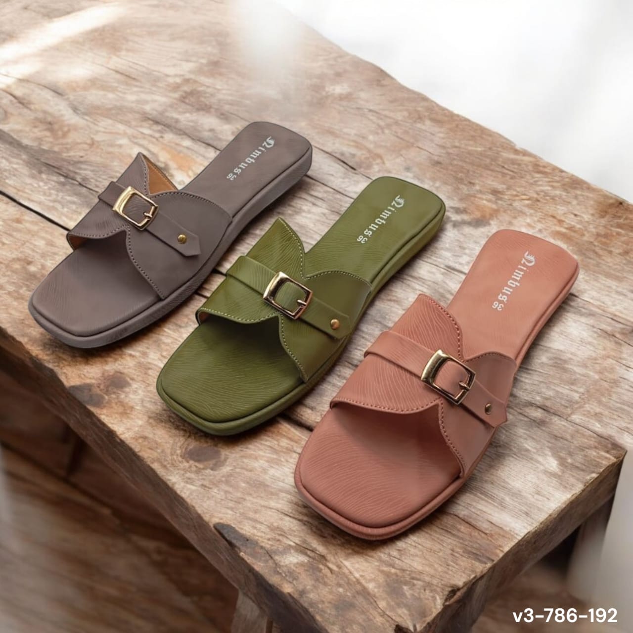 Pinstripe Buckle Flats
