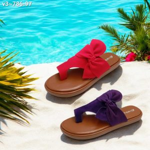 velvet bowed flats slippers