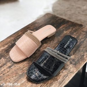 triple diagonal strap flats slippers